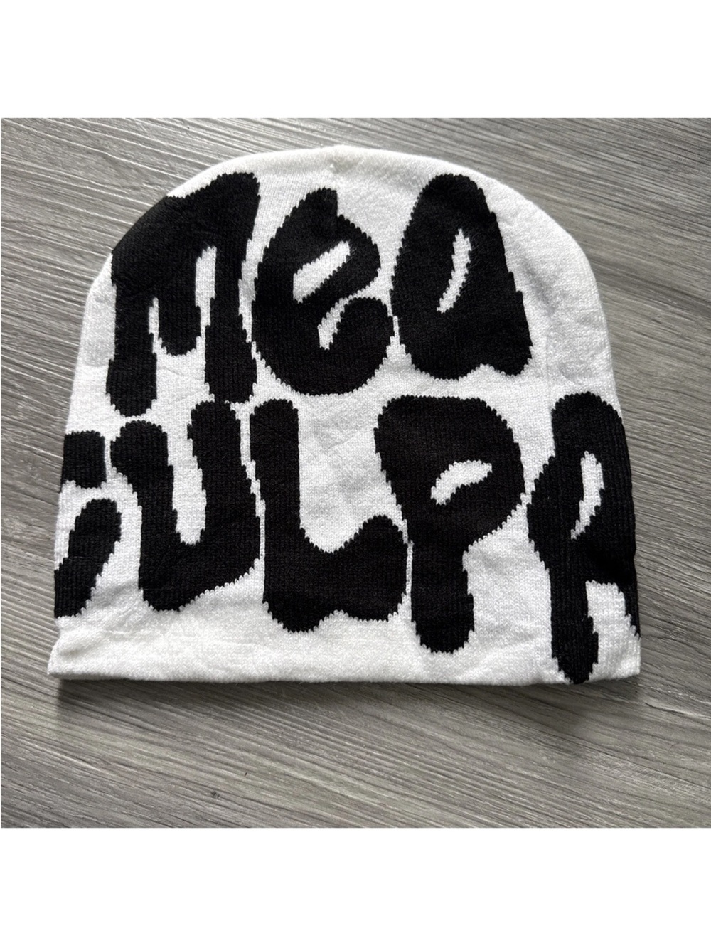 Mea Culpa Black & White Patterned unisex Beanie Hat